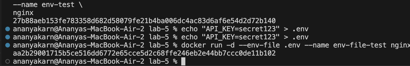Run container using env file