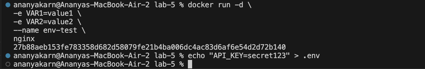 Passing Variables using -e Flag
